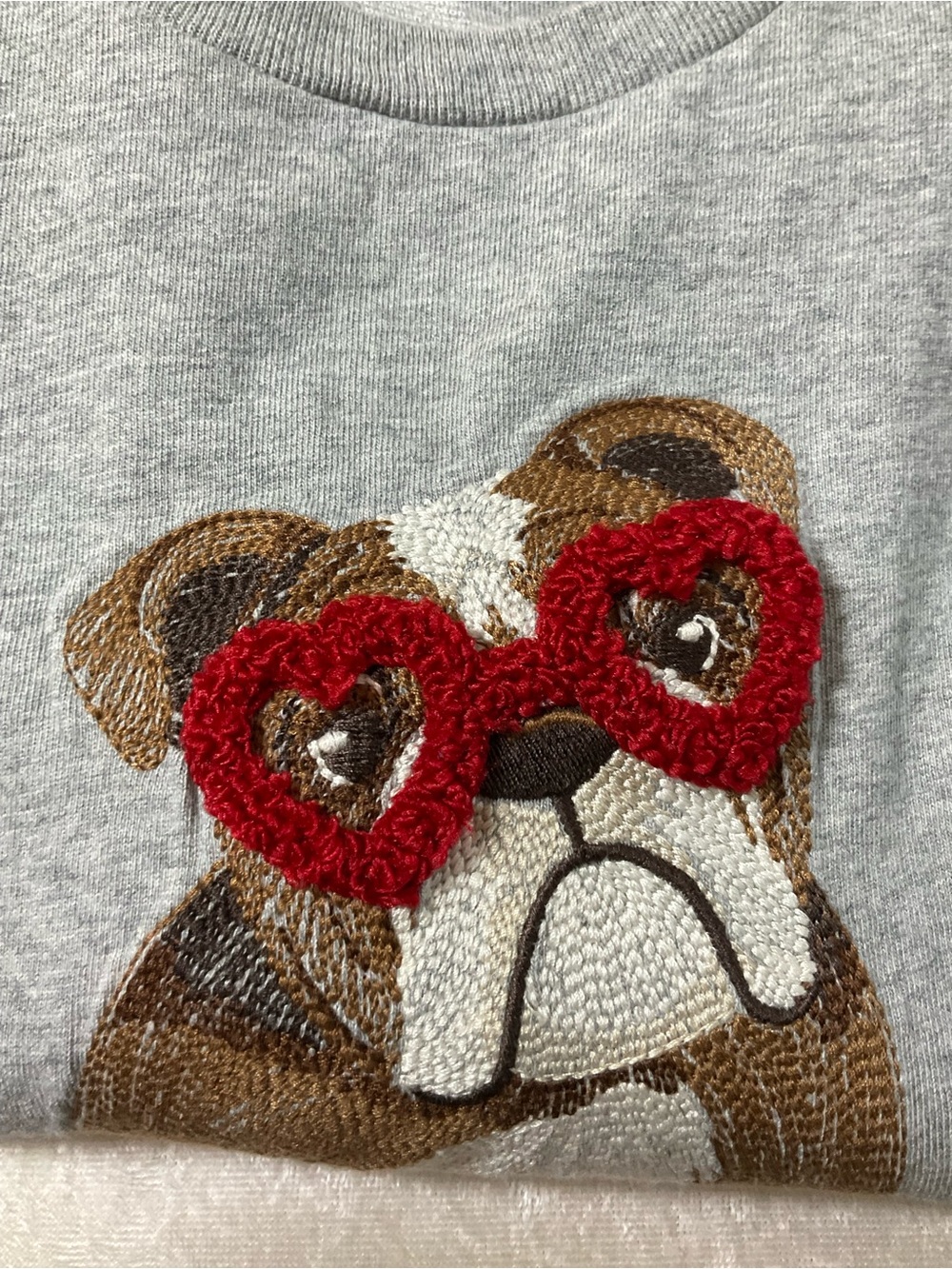 Gymboree Gray Long Sleeve Tee with Red Sleeves & Bulldog Patch - Picture 4 of 8